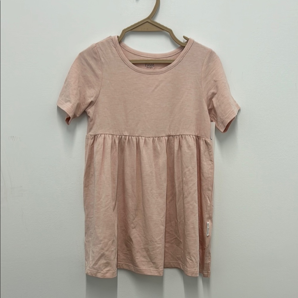 Nest Design Pantone Pink Short Sleeve bamboo cotton Babydoll Dress